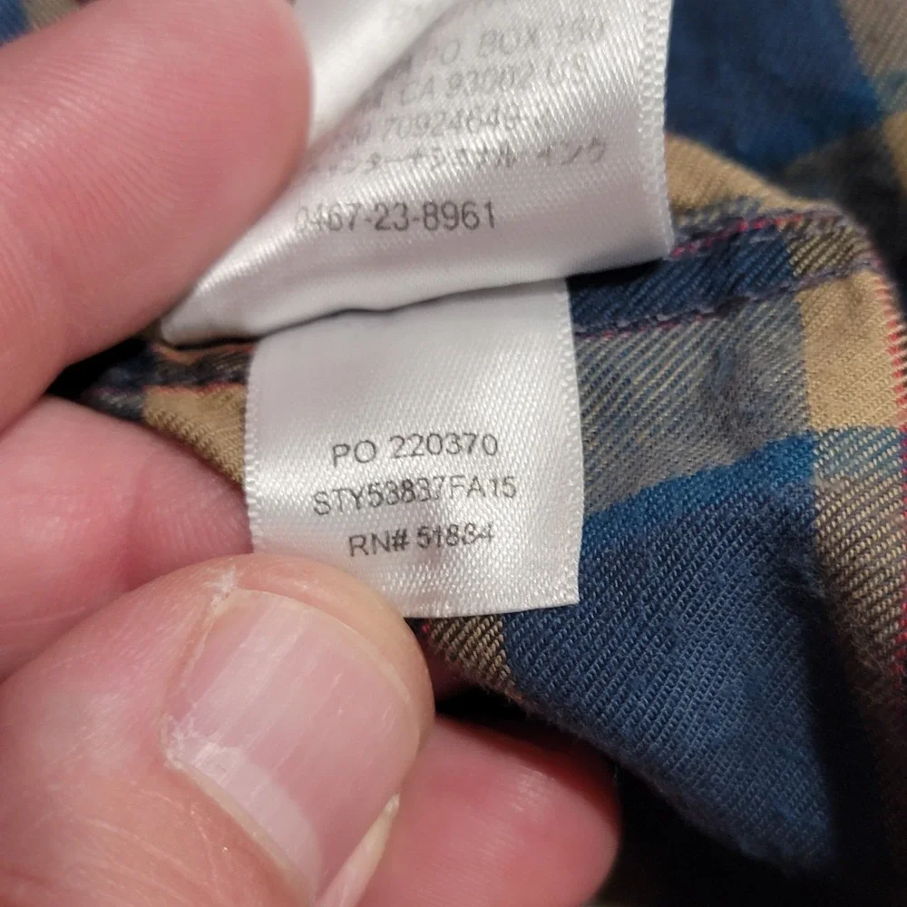 Patagonia Shirt Men XL Blue Plaid Pima Cotton Organic Long Sleeve Outdoor Hiking
